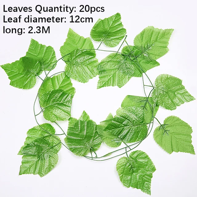 Artificial Plant Vines Wall Hanging Rattan Leaves Branches Outdoor Garden Home Decoration Plastic Fake Silk Leaf Green Plant Ivy M