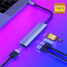 Adaptateur Thunderbolt 4K pour MacBook Pro, Air et Huawei Mate, avec ports de lecteur TF SD PD, 3 USB de 3.1 type-c C Hub 3.0 à HDMI