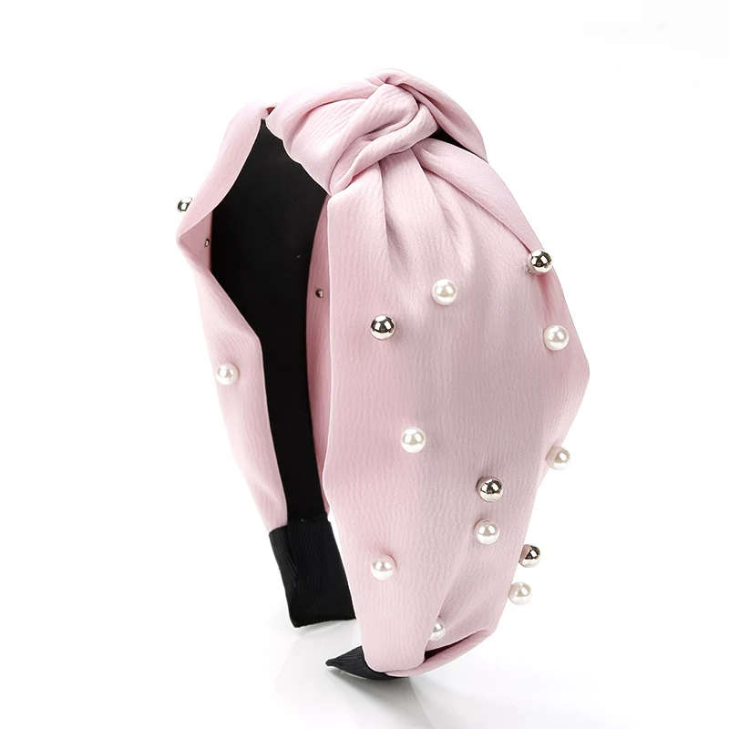 Жемчужная лента для волос, завязанная повязка на голову, модные корейские женские аксессуары, украшенная завязанная повязка на голову, аксессуары для волос, новые продукты - Цвет: pink