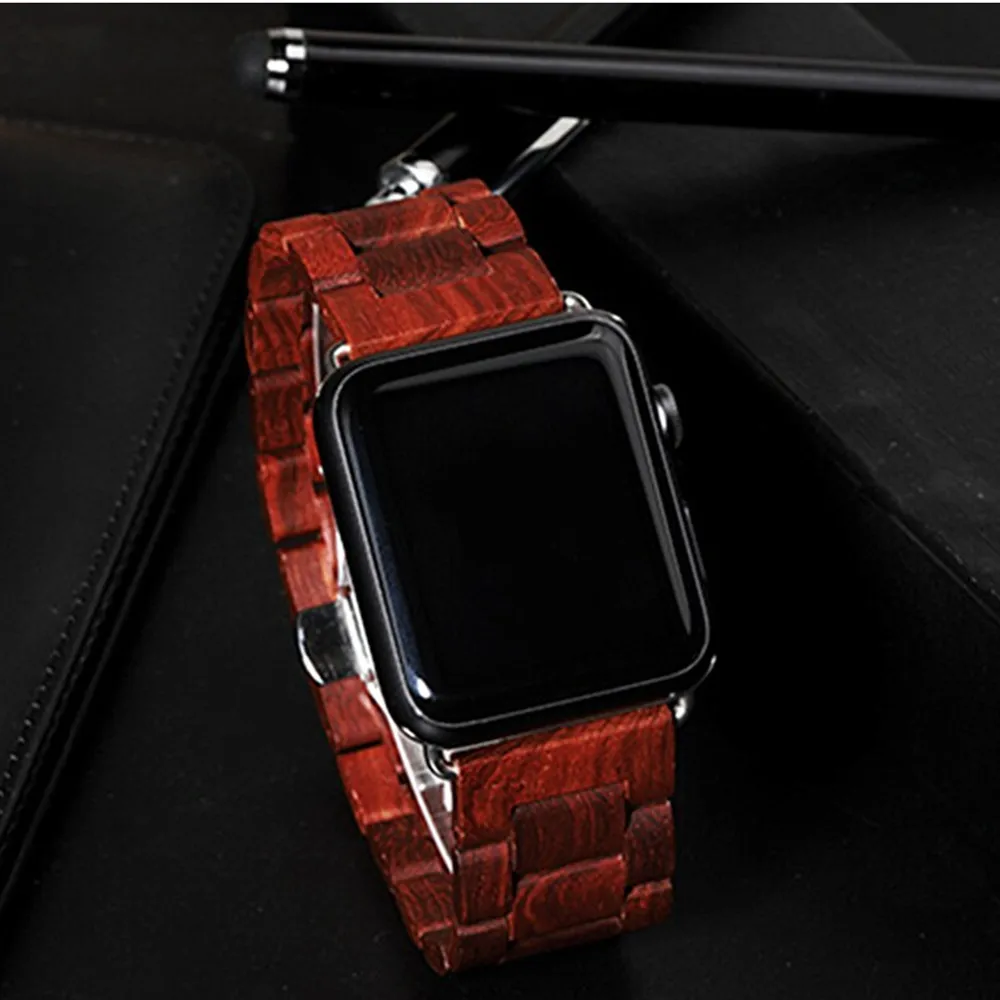 Деревянный ремешок для Apple watch 44 мм 40 iWatch 42 38 металлическая застежка-бабочка
