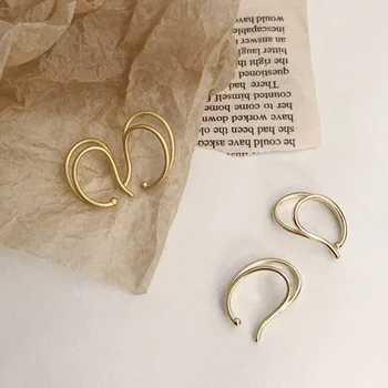 

Minimalist Metal Matte Gold Double Ear Cuff Cross Clip on Fake Earrings without Piercing Earcuff Women Man Clips Earcuffs Jewelr