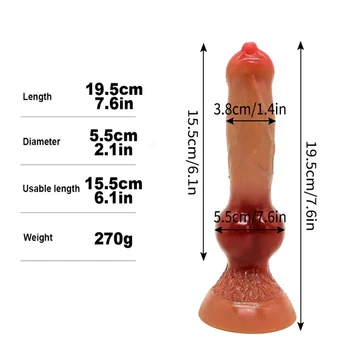 Soft Double Layer Silicone Realistic Animal Dog Dildo Anal Plug With Suction Fake Penis Wolf Dick For Man Women Lesbian Tools 2