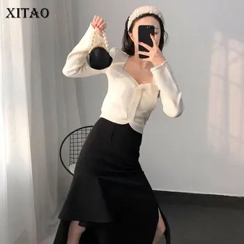 

XITAO Black Ruffle Skirt Fashion New 2020 Spring Irregular Pleated Small Fresh Minority Casual Goddess Fan Casual Skirt DMY2386