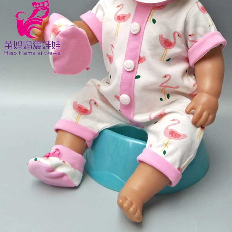 

Dolll Clothes for Newborn Baby Dolls Wear Cute Hat Flamingo Rompers for 18" Girl Baby Doll Clothes Pants Toys Wear
