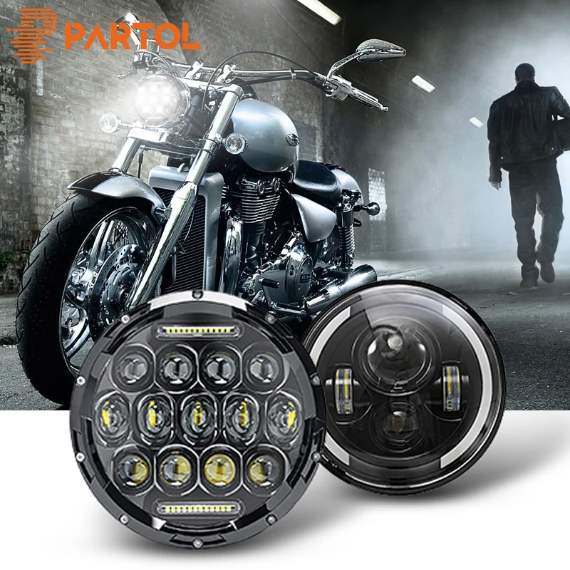 Partol 7" Motorcycle Led Headlight 60w 75w High Low Beam Drl Daytime