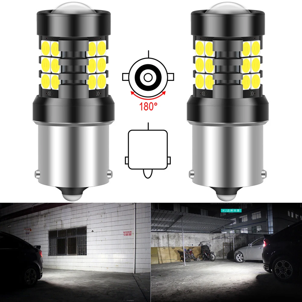 Светодиодные дневные ходовые огни P21W 1156 BA15S 2 шт. светодиодная лампа DRL 1200LM Canbus без