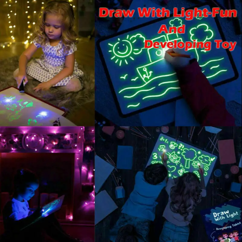 Забавный светильник Kinder 3D Magic Zeichnen Sketchpad Leuchtende Zeichenbrett, модная обучающая доска для рисования для маленьких детей