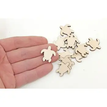 

10x Wood Sea Turtle Cutouts (1") Wooden Turtle Shape, Embellishments Blank Shape Craft Decoration Wood Cut Out 0937