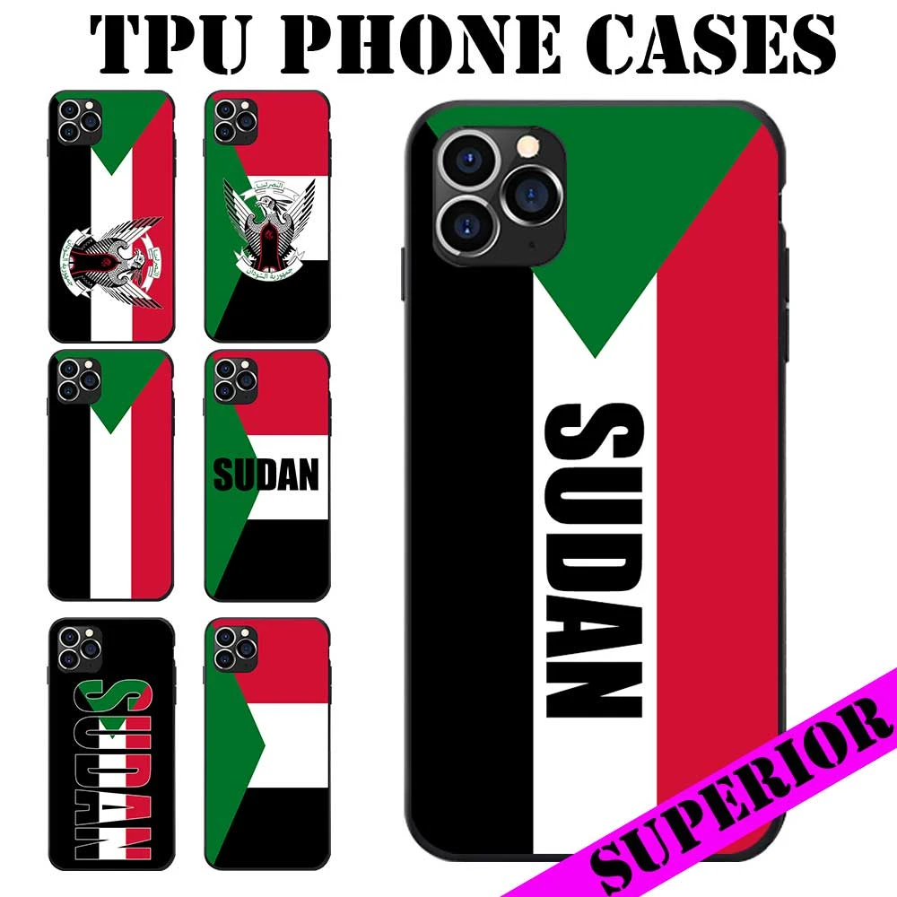 iphone 13 pro case leather For iPhone 5 6 7 8 S XR X Plus 11 12 13 Pro Max SE 2020 Sudan Flag Coat of Arms Theme Soft TPU Phone Cases apple 13 pro case