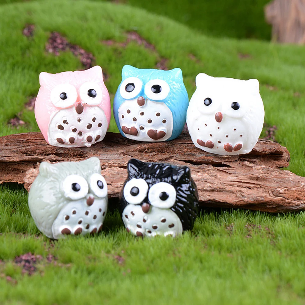 Mix 5 Pcs Owl Figurine Miniatures Kawaii Accessories Desk garden decoration outdoor Home Decor Graduation Gift Easter miniature figurines miniature ornament