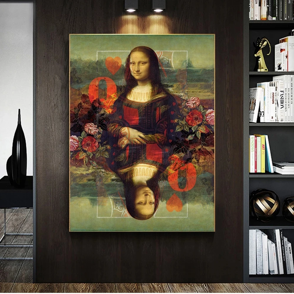 

Mirrored Mona Lisa Art Oil Canvas Paintings On The Wall Vintage Flowers Posters And Prints Street Art Pictures For Living Room