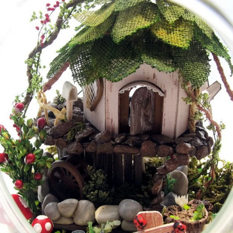 GN01 DIY Миниатюрный Кукольный домик сказочные садовые украшения аксессуары для дома наборы с хрустальным стеклянным шаром подвесные украшения
