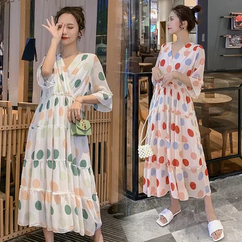 

Maternity Clothes Summer Solid Color A Line Short Sleeve Easy Matching Loose Stylish Dress for Pregnant Women Mom Dress