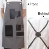 Barber Apron Canvas Cross Back Pinafore with Pockets Multifunction Kitchen Cooking Baking Bib Salon Leather Hairdresser Cape 4