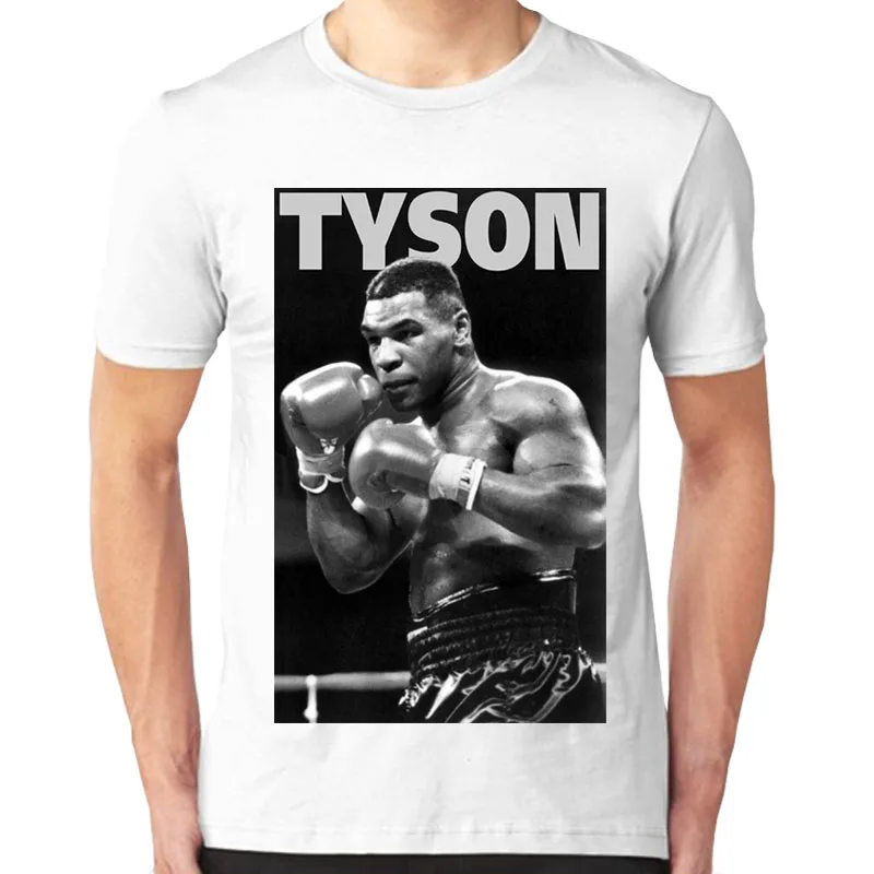 Мужская и женская футболка с коротким рукавом для бокса принтом Tyson размер S