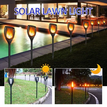 

96 LED Solar simulation Flame Light IP65 Waterproof Outdoor lights Soft Light Control Dance Flame lamp for garden decoration