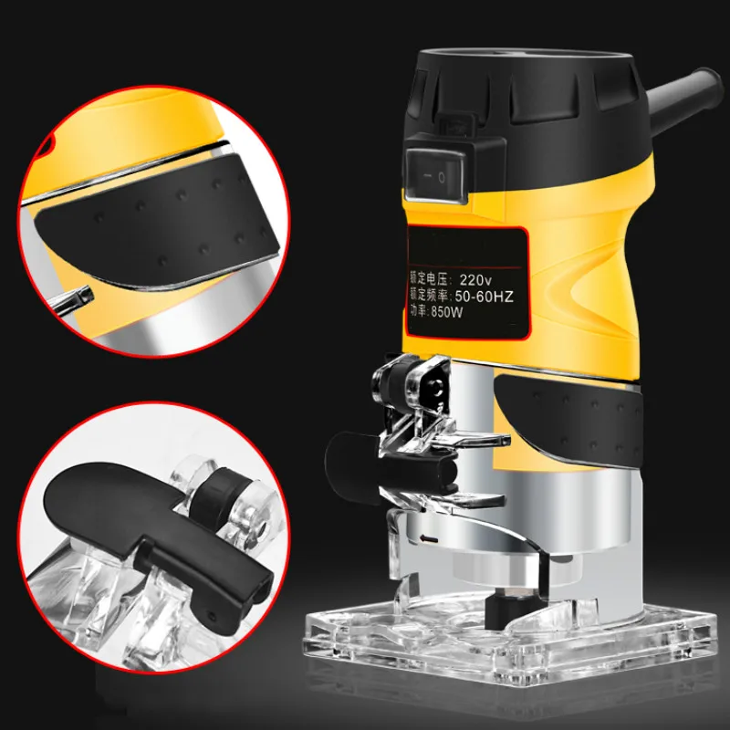 

850W 38000RPM Collet 6.35mm Corded Electric Hand Trimmer Wood Laminator Router Joiners Tools 220V Industrial Trimming Machine