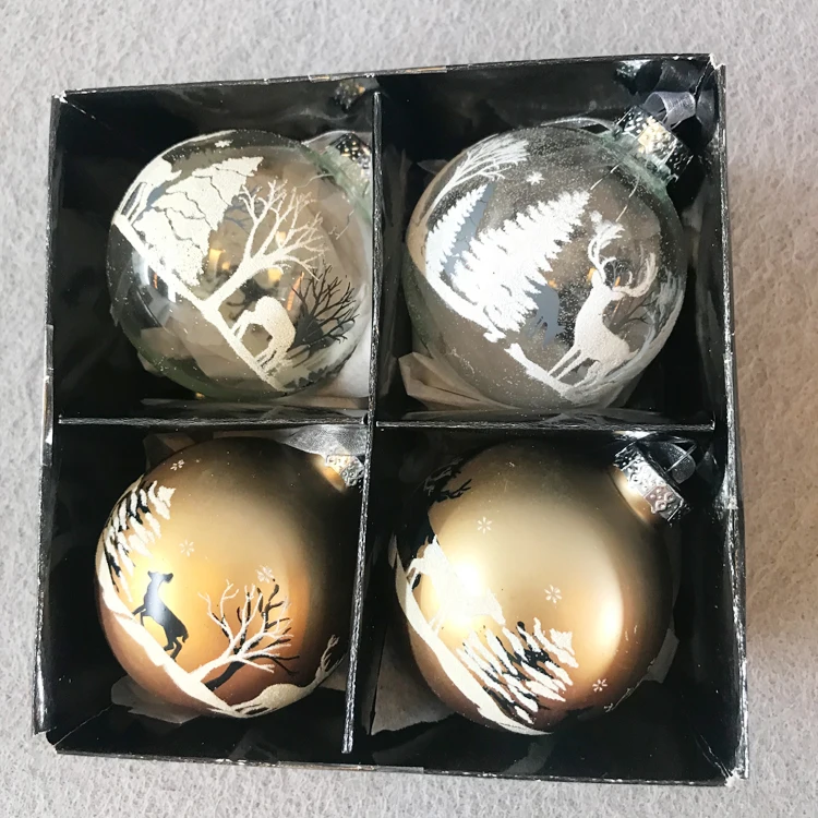 Christmas decorations glass pendant gift foreign trade mall store layout 6.5cm deer ball 4 mixed | Дом и сад