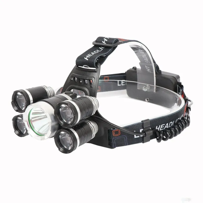 5LED headlamp Супер Яркий T6 налобный фонарь USB Rechargeable18650 аккумулятор 5LED Алюминиевый налобный фонарь Водонепроницаемый рыболовный походный фонарь - Испускаемый цвет: 5LED headlamp