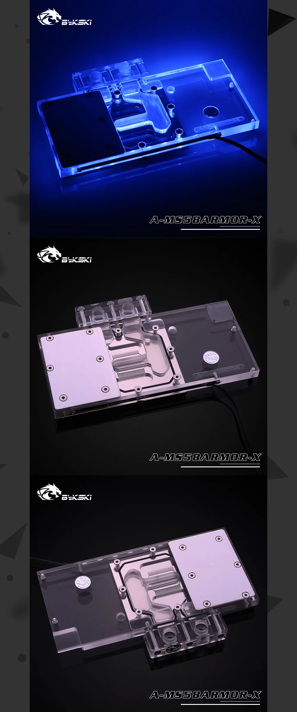 Bykski A-MS58ARMOR-X блок водяного охлаждения GPU для MSI RX 580 ARMOR компьютерный компонент система рассеивания тепла
