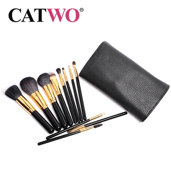 

Catwo Gold / Black Makeup brushes set Beauty Foundation Powder Eyeshadow Goat hair Make up Brush 11pcs