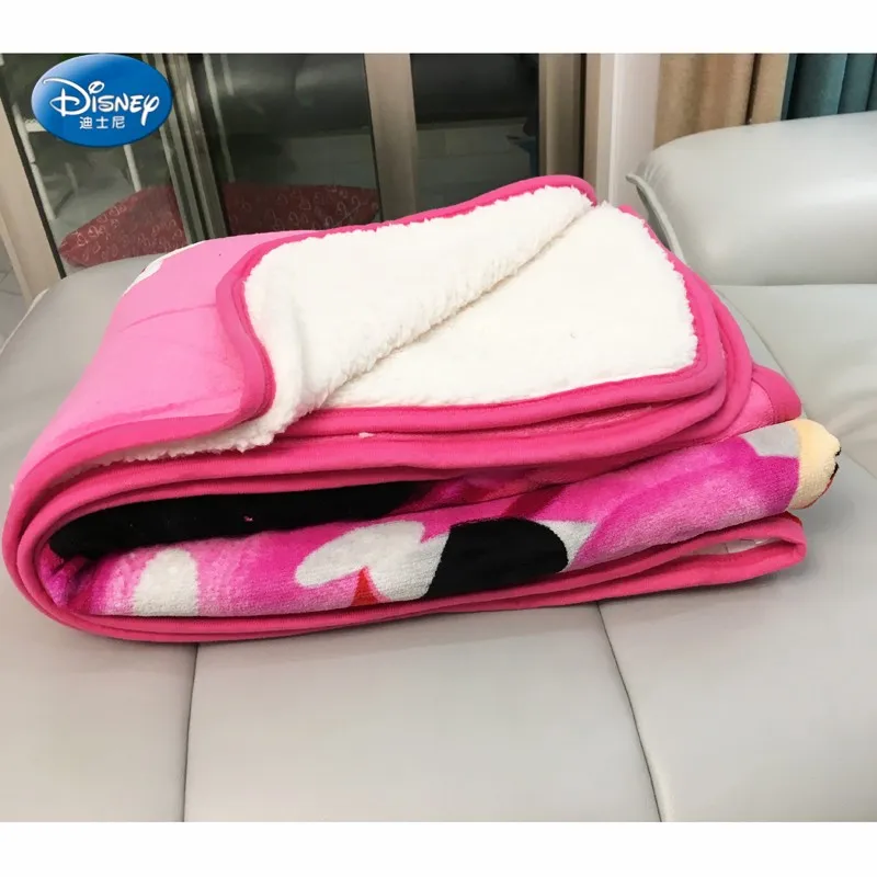 Disney Double Layered Mickey Minnie Mouse Sherpa Thick Warm Blanket Throw for Girls Kids on Bed Sofa 150x200cm Flatsheet Winter