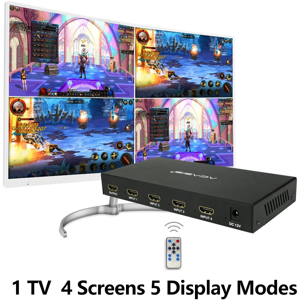 Acasis HDMI 4x1 четырехъядерный мультимедийный Коммутатор сплиттер 4 в 1 видео