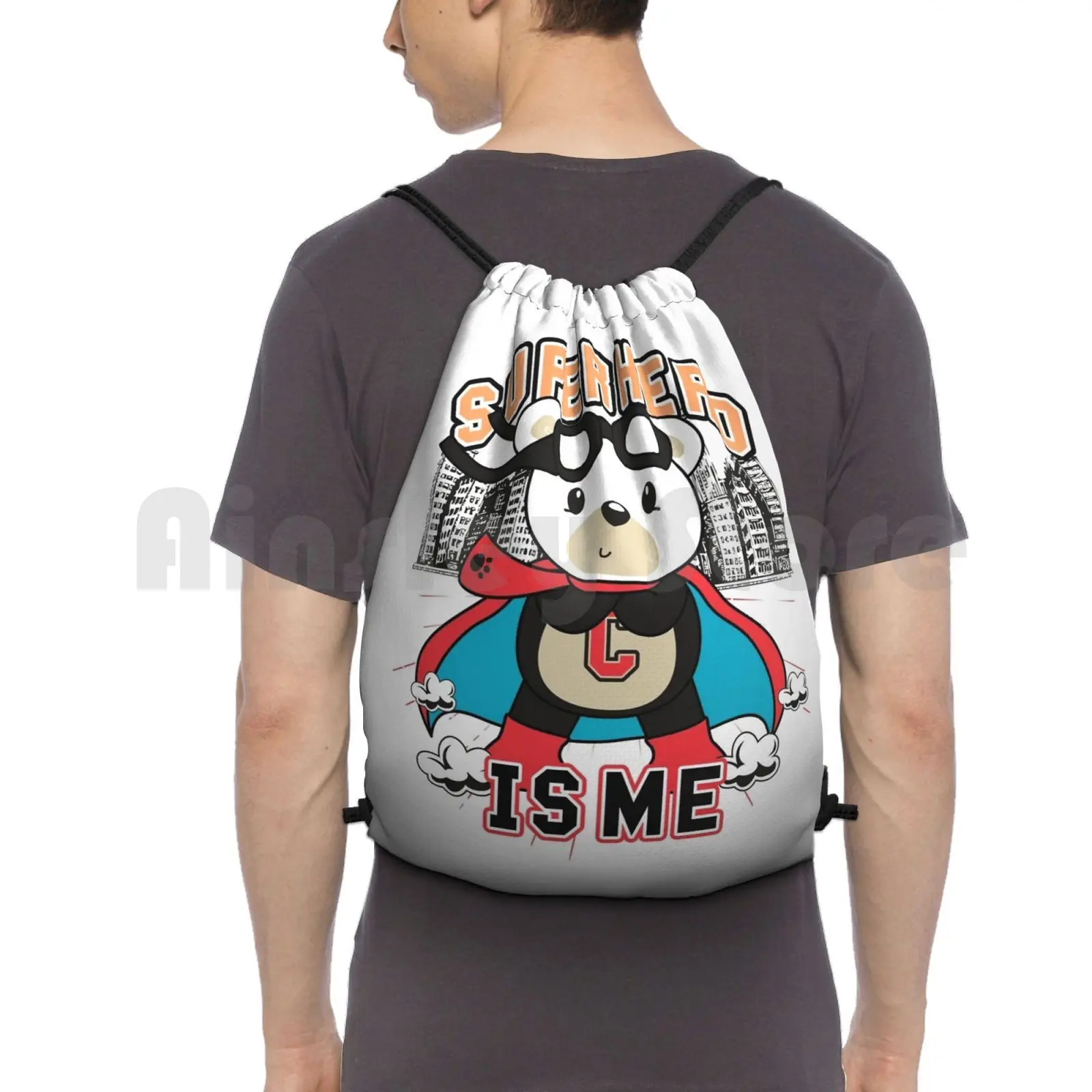 

Сумка для тренажерного зала Super hero Is Me рюкзак сумка с кулиской, водонепроницаемая сумка для тренажерного зала, супер герой, медведь, супер герой, медведь-мишка