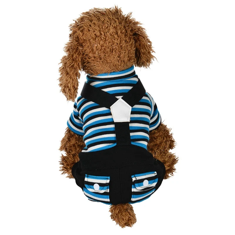 Pet Теплая одежда в полоску с нашивкой собачки Комбинезоны щенок 4 брюки с широкими штанинами комбинезон для йоркширского терьера Чихуахуа зимняя куртка для маленькой собаки