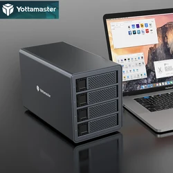 Yottamaster – boîtier pour disque dur SSD FS4U3, 2.5 pouces, 3.5 pouces, USB 3.0 vers SATA 3.0, pour disque dur SATA, 4 baies, en aluminium 