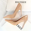 Autumn Patent Leather Concise Women's Shoes Pointed Toe Office High Heels Pumps Women Sexy Party Wedding Shoes Shallow Nude Red 2
