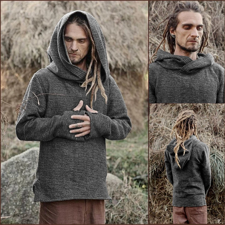 

Knight Vintage 2019 Medieval Costume Halloween Party Men Viking Cosplay Halloween Hoodies Full Sleeve Sweatshirt Streetwear Plus