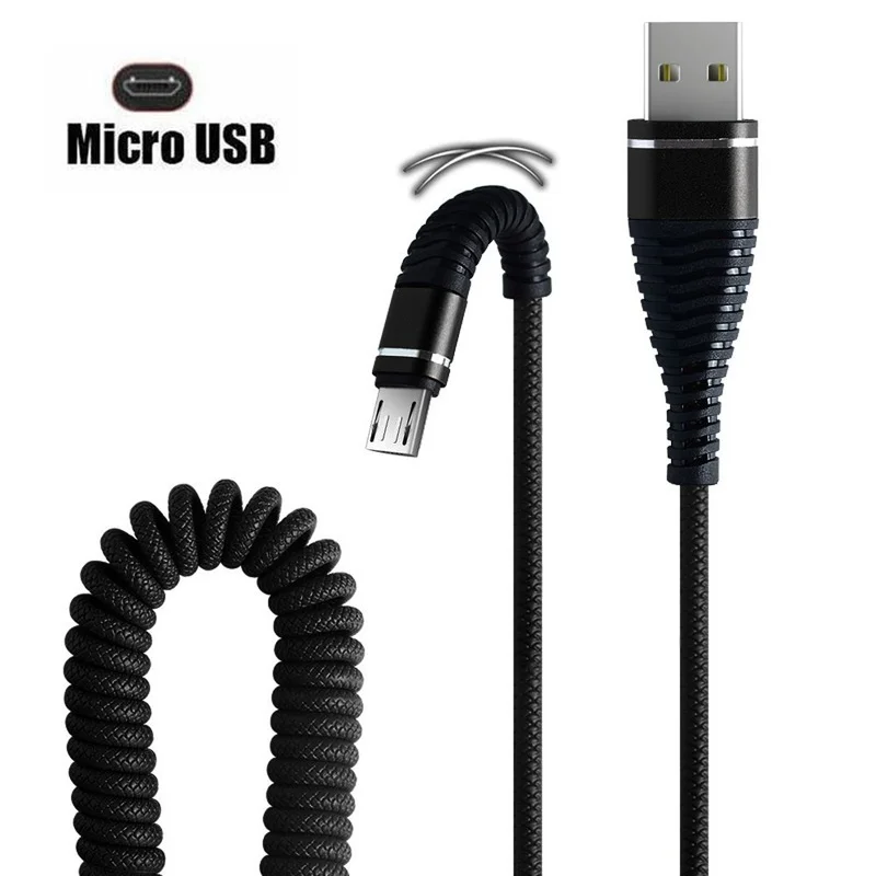 iphone hdmi to tv Retractable Spring Data Cable Micro Retractable Cable Is Suitable for IPhone/type-c/micro Android Mobile Phone Charging Cable android phone charger cord Cables