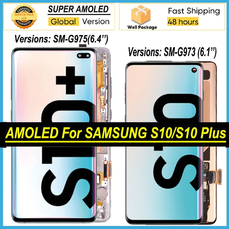 Оригинальный AMOLED S10 ЖК-дисплей для SAMSUNG Galaxy G973F/DS G973F G973 Plus G975 G975F G975F/DS запасные
