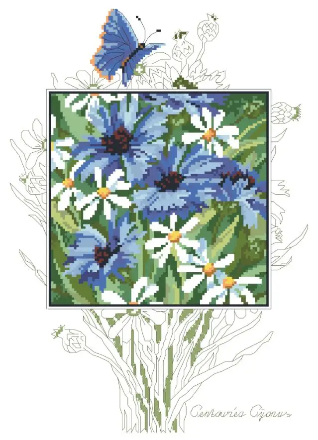 

RDaisy flowers cross stitch package 18ct 14ct 11ct cloth cotton silk thread embroidery DIY handmade needlework