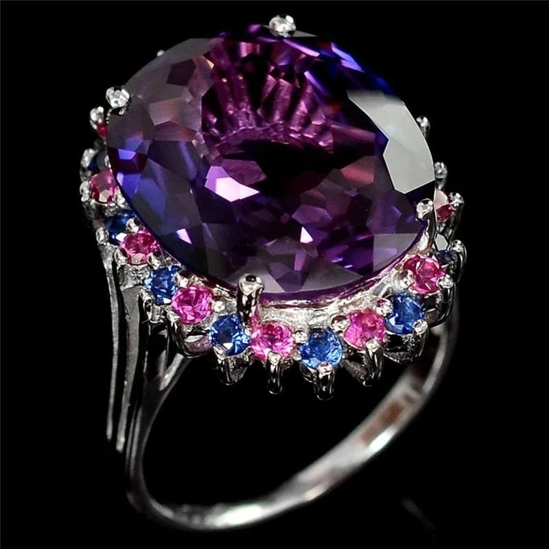 Carofeez Exquisite Women Ring Vintage Oval Crystal Zircon Ring For Women Jewelry Bridal