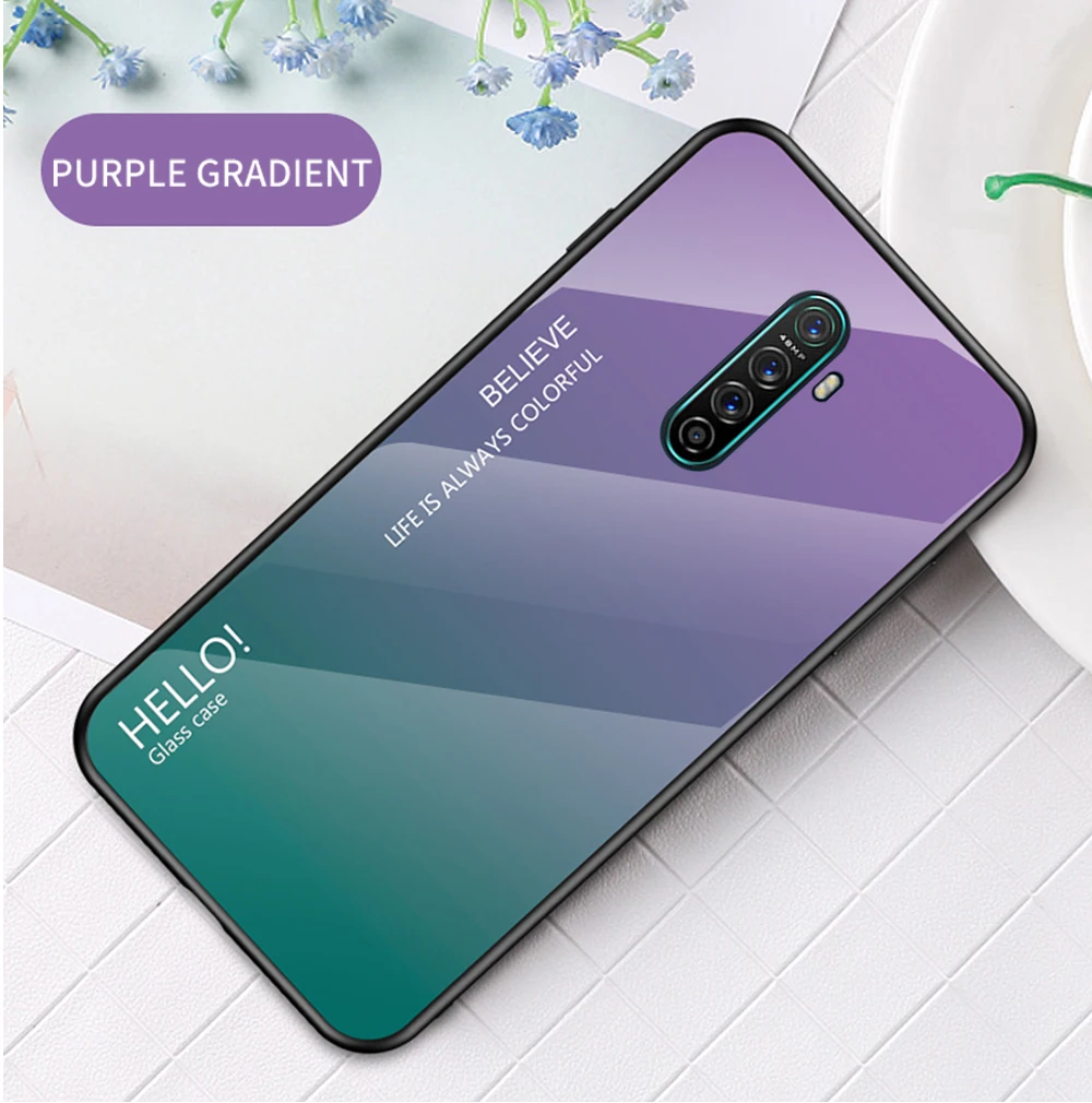 Чехол из закаленного стекла с градиентом для OPPO Realme X2 Pro XT X, силиконовая задняя крышка для телефона Reno Ace Realme 3 5 Pro Q C2