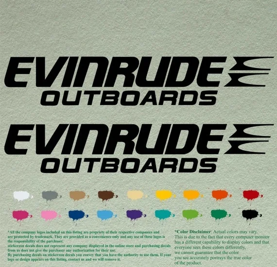 For 1Pair Evinrude Outboars Decals Vinyl Stickers Boat Outboard Motor lot of 2