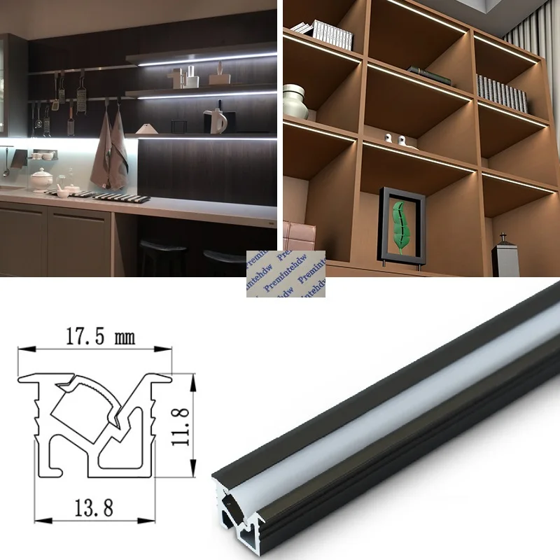 Black Built-in Aluminum LED Bar Stick 45 Degrees Spot Sensoring Switch For Wine Cupboard Closet Cabinet Bookshelf
