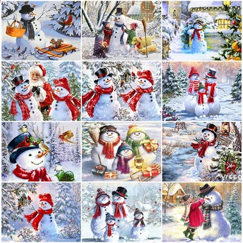 

MomoArt Full Square Diamond Painting Snowman 5D DIY Diamond Embroidery Cartoon Cross Stitch Wall Art Winter Home Decorations