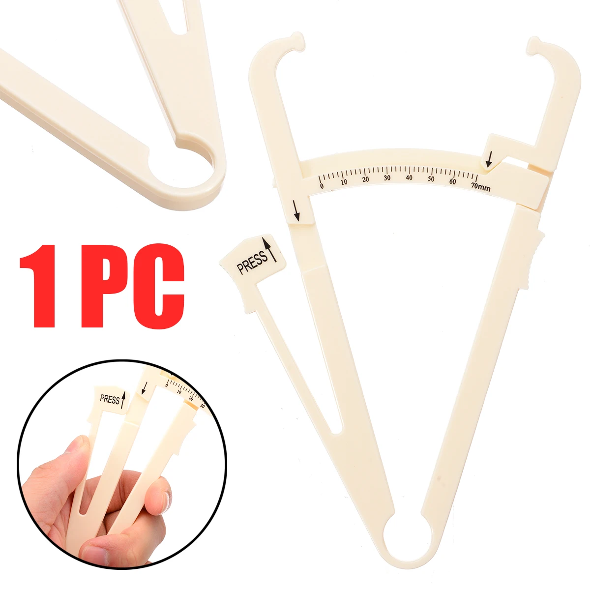 

1pc 70mm Body Fat Caliper Skinfold Body Fat Tester Skinfold Measurement Tape Body Health Care Tool Body Health Tester