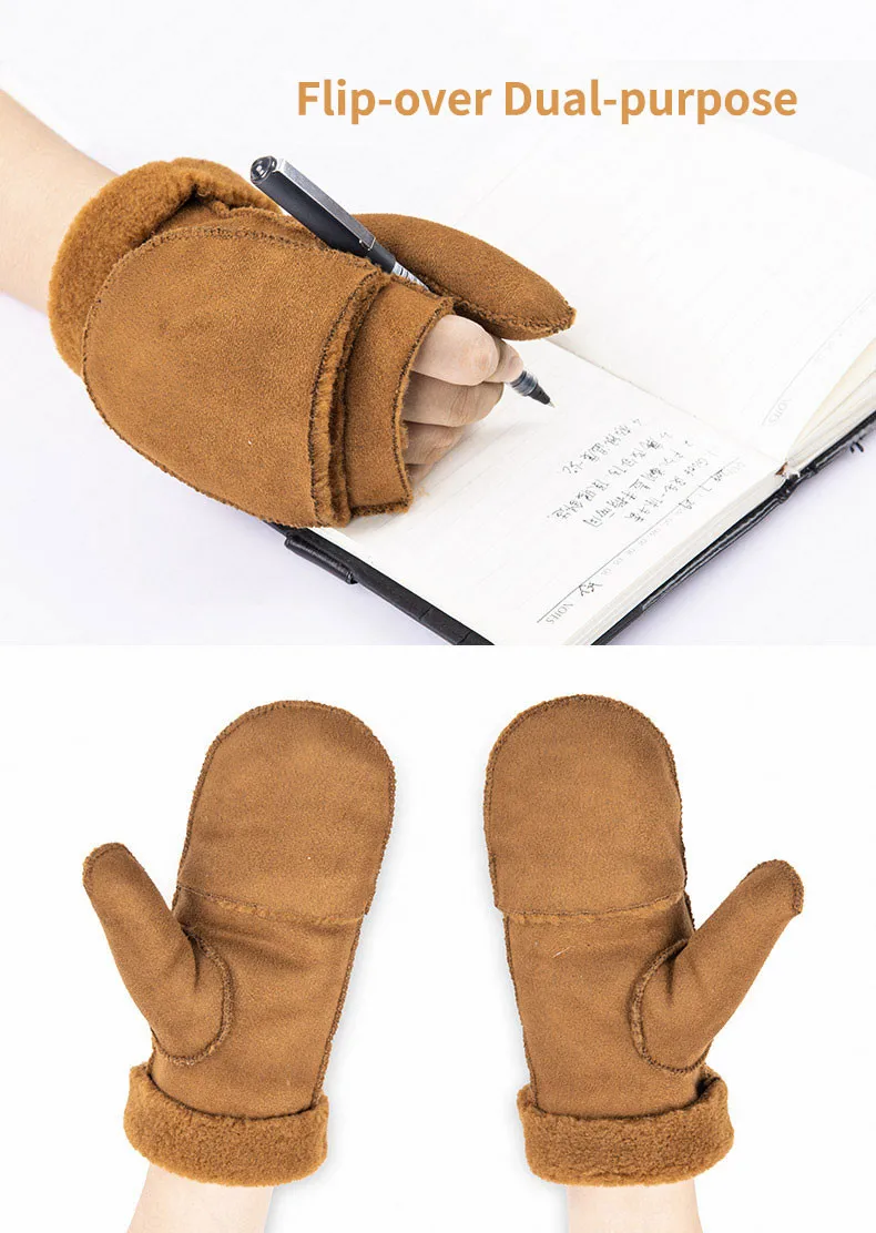 NatureHike зимние толстые теплые перчатки с половинными пальцами флип двойного использования повседневные меховые перчатки