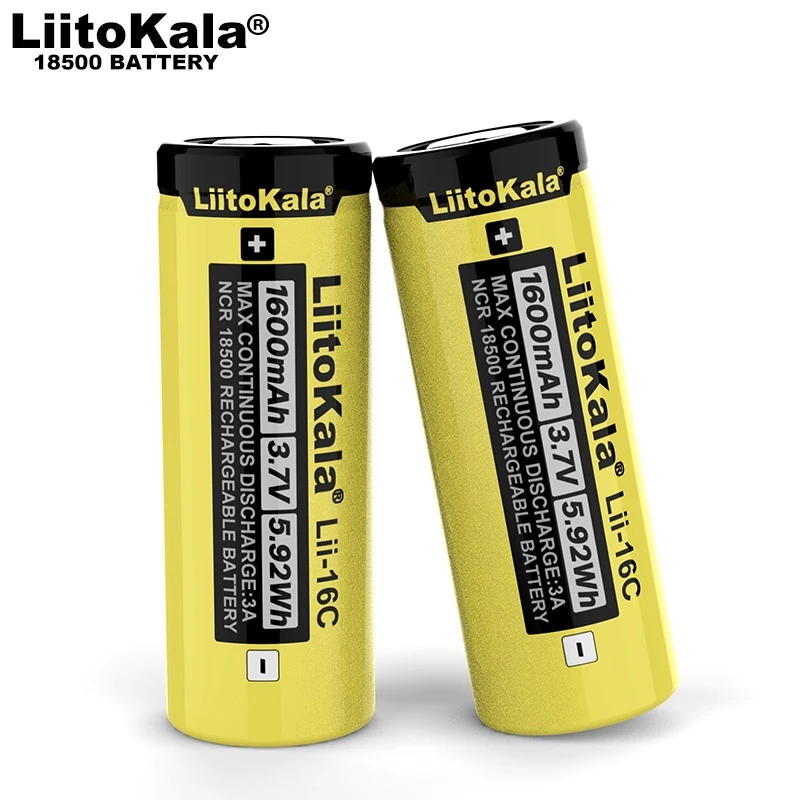 

NEW LiitoKala Lii-16C 18500 1600mAh 3.7 V Rechargeable battery Recarregavel lithium ion battery for LED flashlight