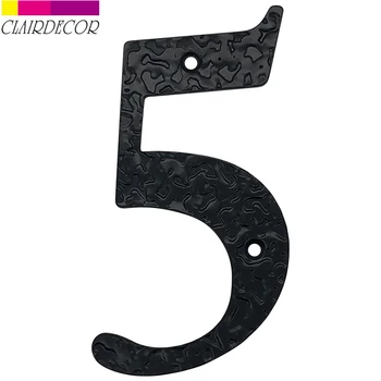 

127mm 5inch Big House Number Hammered Style Door Address Number Digits Carbon Steel Black House Door Address Sign #5