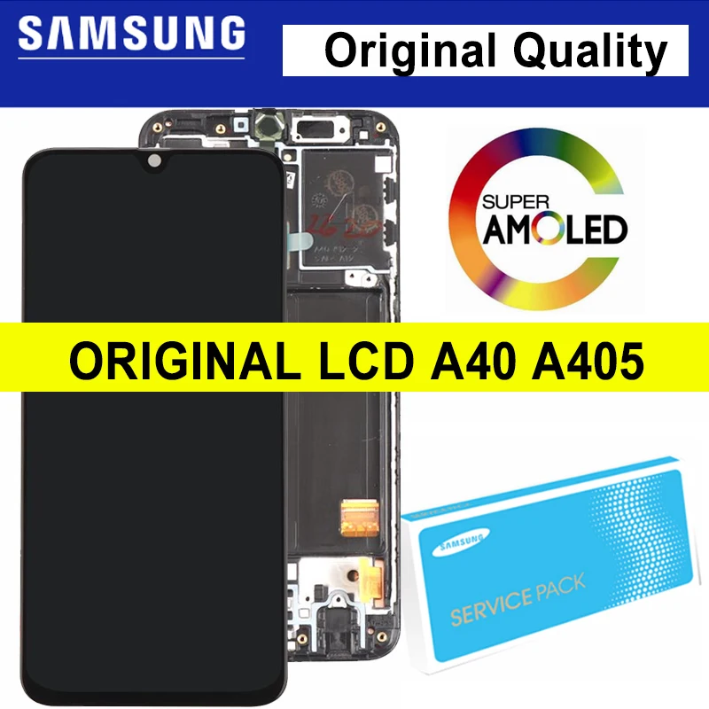 

Original 5.9" Super AMOLED with frame For Samsung A40 2019 A405F LCD Display Touch Screen Digitizer Assembly Repair Parts