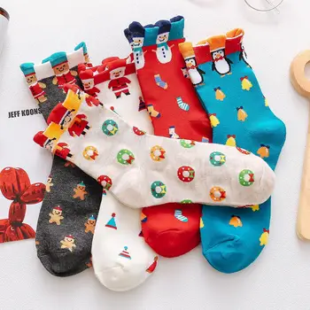

Women Christmas Socks 4 Pairs Winter Unisex Women's Socks 2019 Party Deer Printed Warm Sock Clothes Calcetines Mujer Women Socks