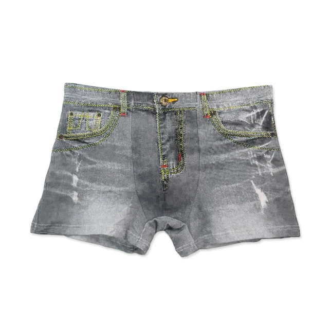 Men Denim Underwear 3D Sexy Boxers Jeans Shorts Classic Print