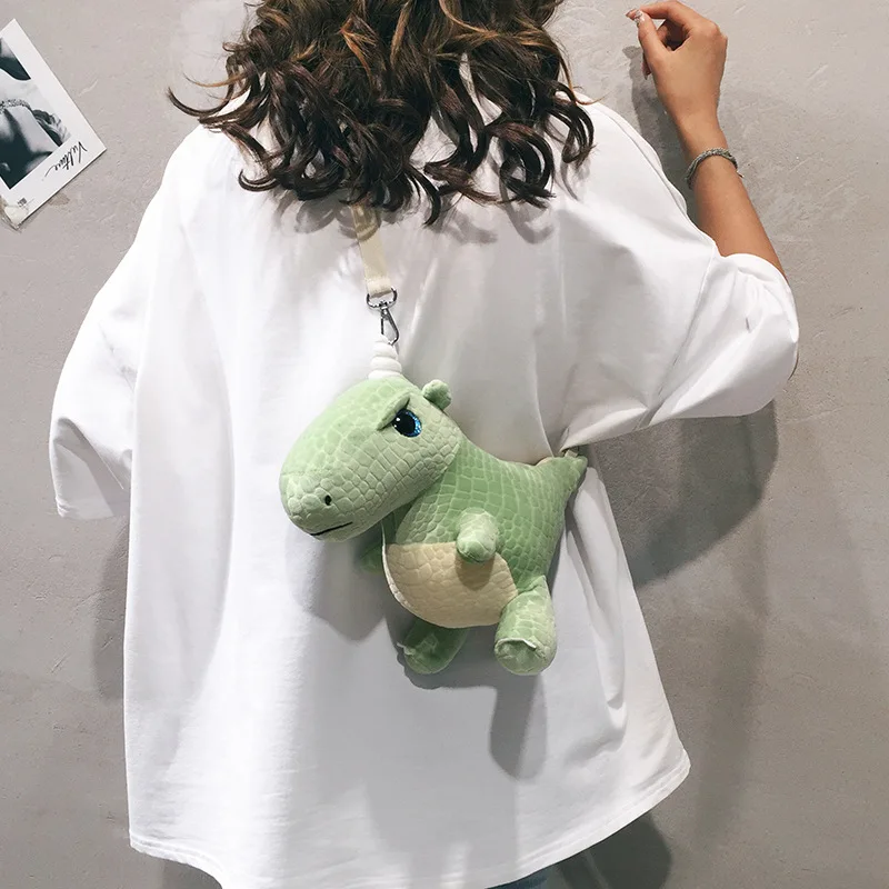 

Dinosaur Small Bag WOMEN'S Bag New Style 2020 Cartoon Cute Ladies' Bag Casual Plush Funny Crossbody Bag Fashion