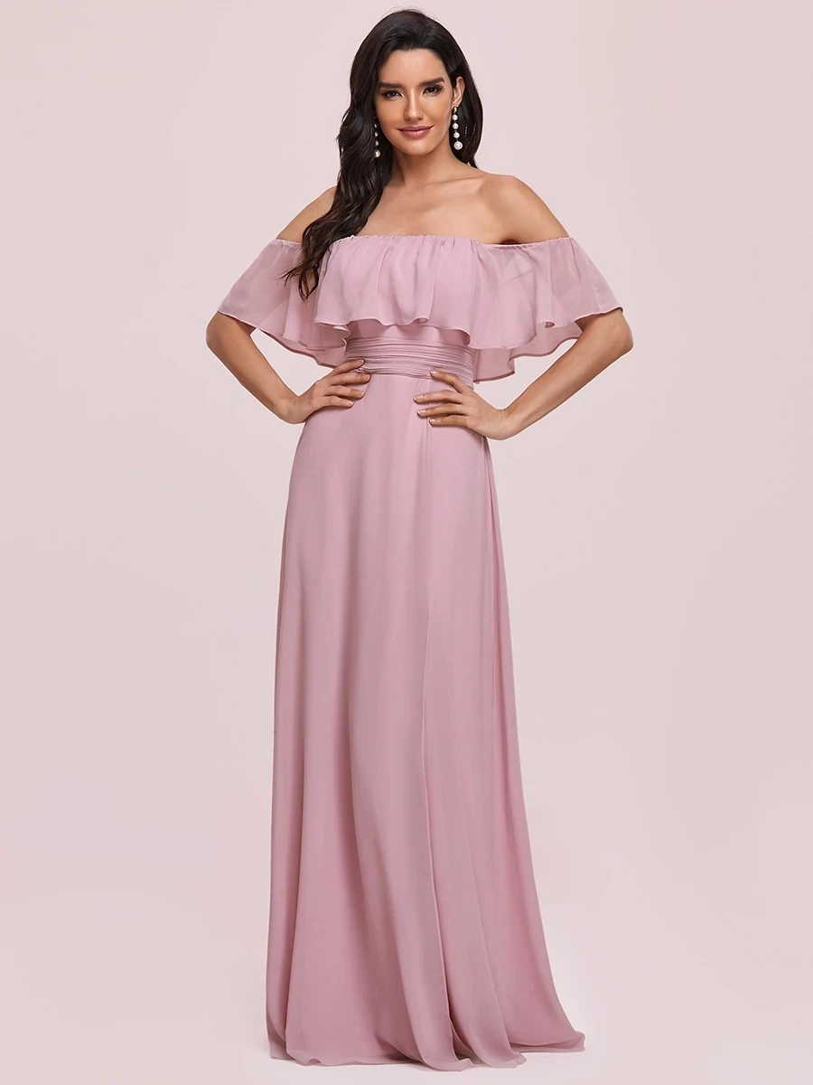Elegant Sexy Evening Dress Women's Off Shoulder Ruffle Thigh Split Wholesale Ever Pretty 2022Bridesmaid Dresses Vestidos De Gala