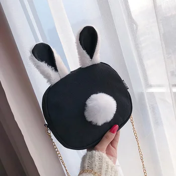 

Cute Rabbit Girl Shoulder Bag Sweet Style Canvas Messenger Bag Popular Female Bag 2020 New Popular Plush Handbags Hot